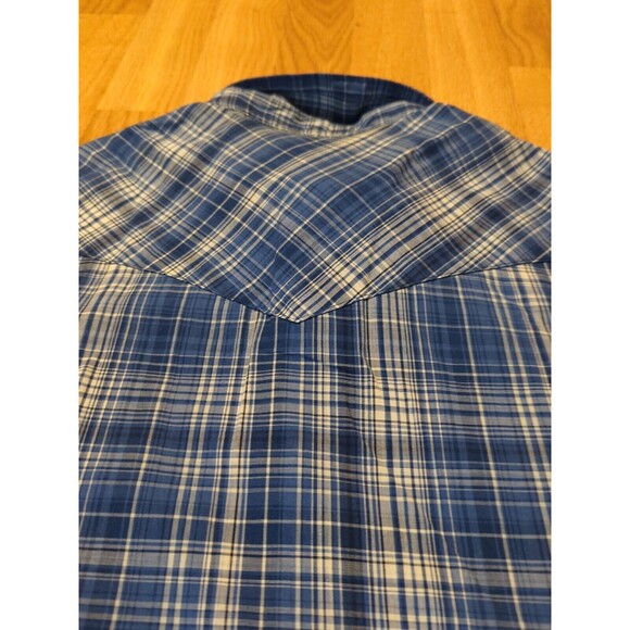 Wrangler Western Shirt Mens Large Blue Pearl Snap Plaid Long Sleeve Button Up - Picture 7 of 8
